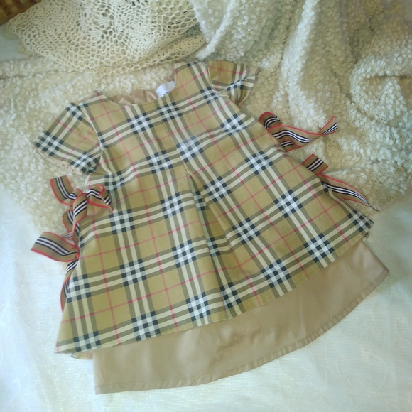 Burberry Other - Burberry Beige Checkered Dress with Ribbon Details